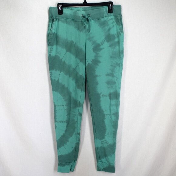 Chicos Zenergy Jogger Pants Size 0 S Green Tie Dye Cotton Knit Pockets Womens - Picture 1 of 5